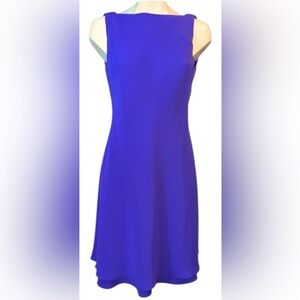 📌 Jones Wear Cobalt Blue Draped Back Sleeveless Dress Women’s 10 Cocktail Chic